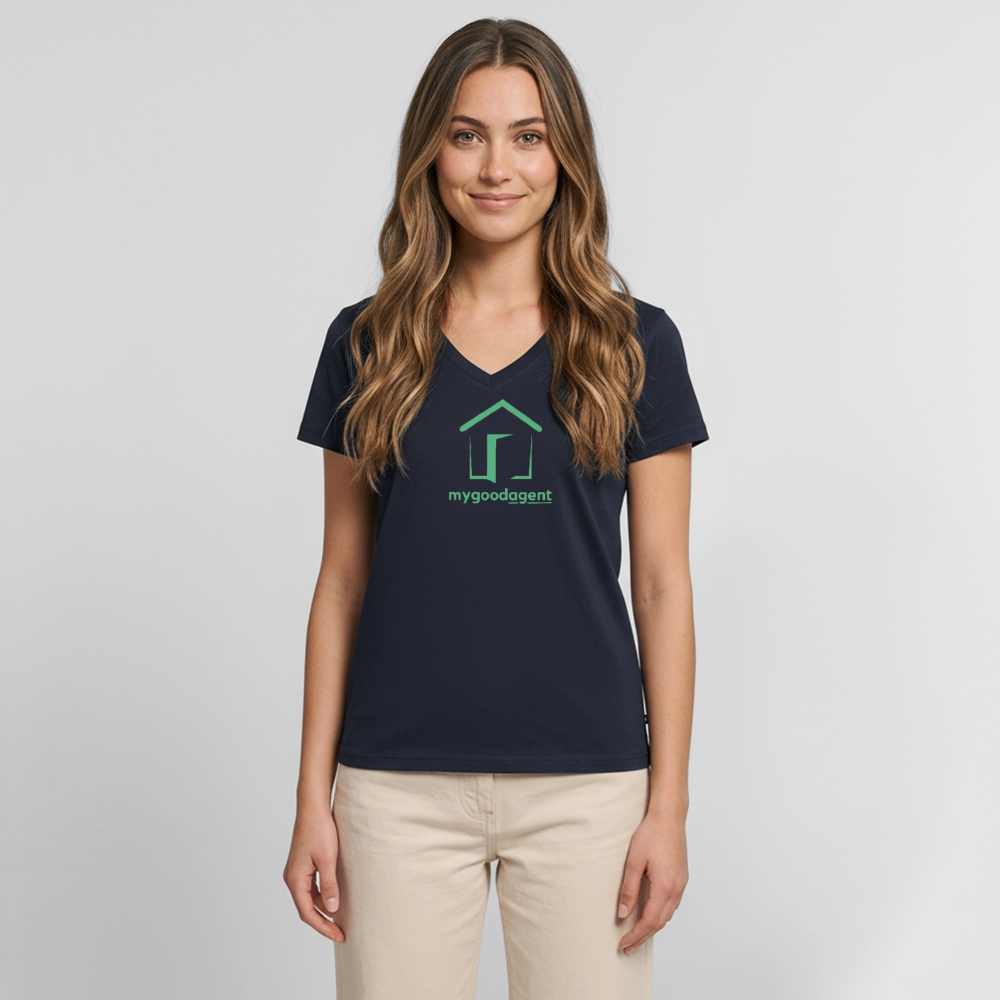 Women's Premium Organic V-Neck T-shirt - navy